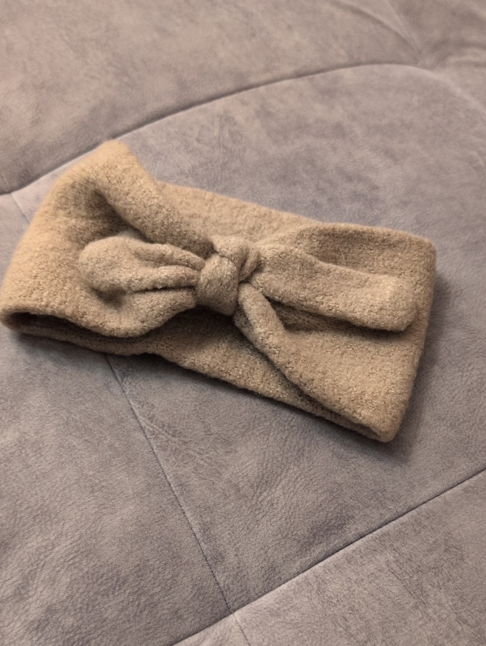 Cozy Knit Headband with Bow - Beige